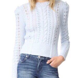 Club Monaco Merino Wool Cable Knit Sweater Baby Blue Size S/P